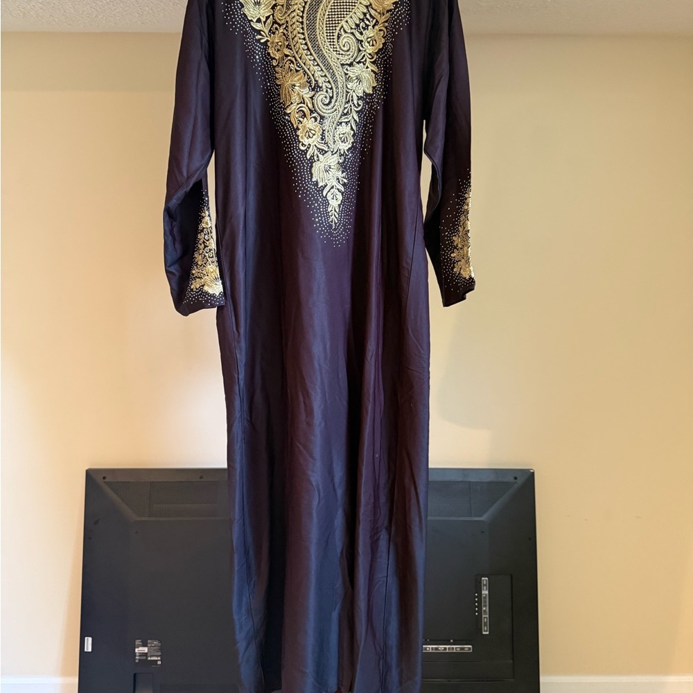 Elegant plum and Gold Embroidered Dress